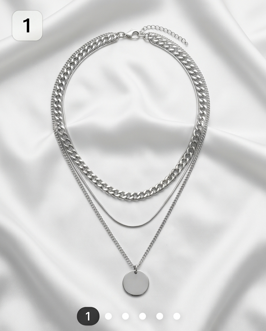 Triple-Strand Silver Necklace #8
