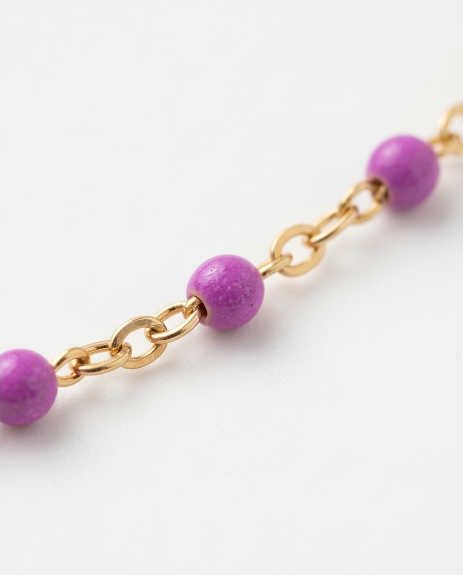 Gold Purple Bead Necklace