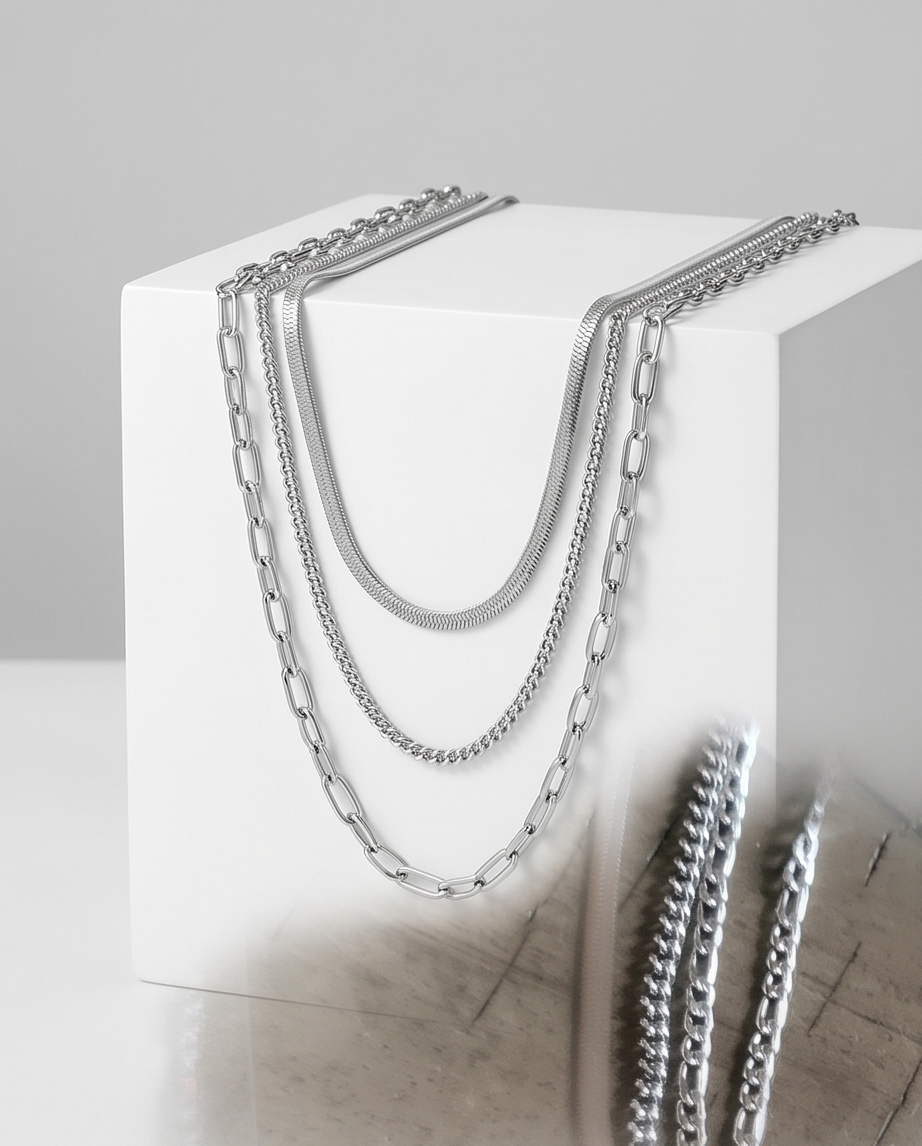 Triple-strand Silver Necklace #63