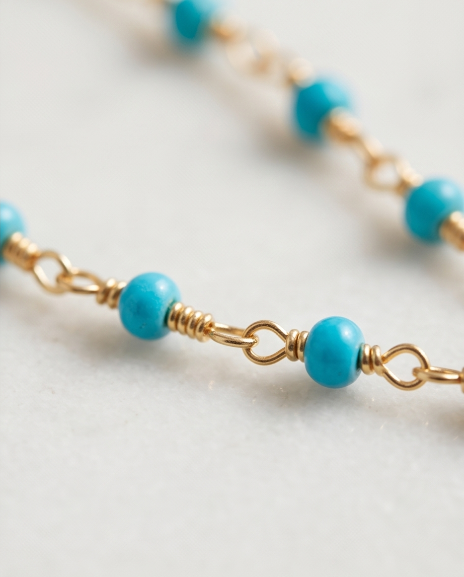 Gold Turquoise Bead Necklace