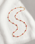 Gold and Red Bead Necklace #24