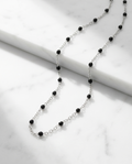Silver Black Bead Necklace #27