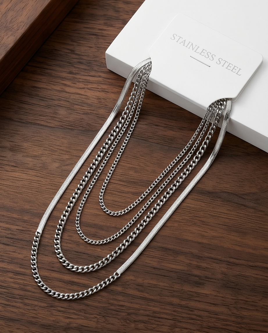 Triple-strand Silver Necklace #63