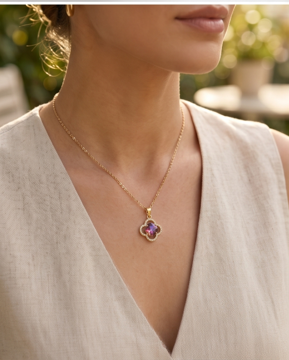 Iridescent Clover Necklace #1