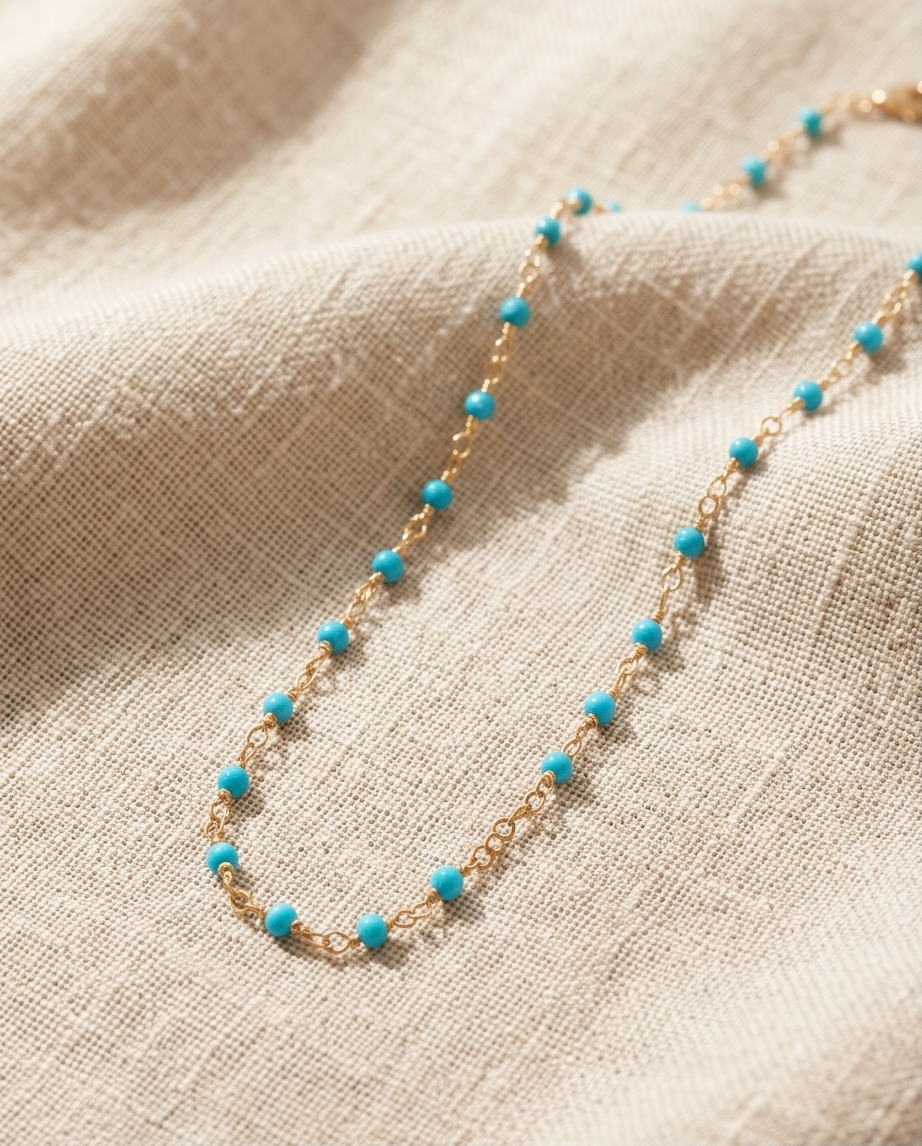 Gold Turquoise Bead Necklace