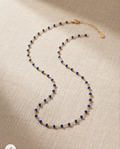 Gold Blue Bead Necklace #21